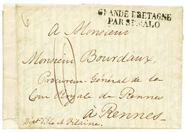 185 1823 GRANDE BRETAGNE PAR ST MALO Sur Lettre Avec Texte 4 Pages) Daté "au OUMAT ISLE GUERNESEY" Pour RENNES. TTB. - 1701-1800: Précurseurs XVIII