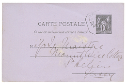 194 "BOITE MOBILE" : 1882 Entier 10c SAGE Obl. JERSEY/FRANCE/M.B Pour JERSEY. B/TB. - 1701-1800: Précurseurs XVIII