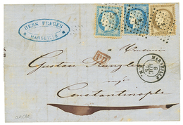 209 1875 CERES 25c(x2) + 30c Obl. ANCRE + MARSEILLE B.M Sur Lettre Pour CONSTANTINOPLE. TTB. - Correo Marítimo