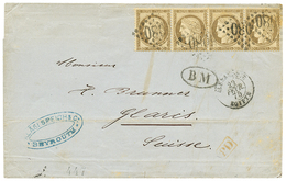 217 "BOITE MOBILE De BEYROUTH" : 1875 Bande De 4 Du 30c CERES Obl. GC 5080 + ALEXANDRIE EGYPTE + B.M Sur Lettre De BEYRO - Altri & Non Classificati