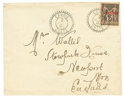 222 CRETE : 1901 LEVANT 1p S/ 25c SAGE Obl. CANDIE Sur Enveloppe Pour L' ANGLETERRE. Superbe. - Sonstige & Ohne Zuordnung