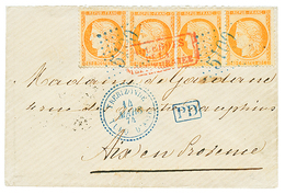 245 1874 40c SIEGE (n°38)x 4 Obl. GC 5100 Bleu + TREBIZONDE TURQUIE D' ASIE Sur Lettre Pour La FRANCE. Trés Rare Double  - Other & Unclassified