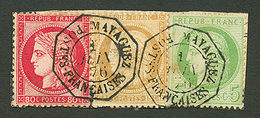 258 CERES 5c + 15c + 80c Obl. MAYAGUEZ POSTES FRANCAISES Sur Fragment. Exceptionnel. TTB. - Autres & Non Classés