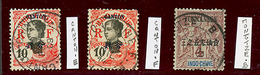 281 CHINE Bureau Annexes (suboffices) : Ensemble De 3 Timbres Avec Oblitérations CANTON F, CANTON E Et MONGTZE B. RARE.  - Andere & Zonder Classificatie