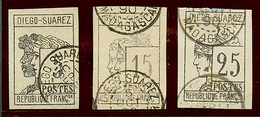 312 DIEGO-SUAREZ : N°7 + N°8 + N°9 Oblitérés. Tous Signés CALVES Ou BRUN. Cote 446€. Superbe. - Otros & Sin Clasificación