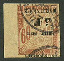 316 MARTINIQUE : 5F S/ 60c Taxe Variété SURCHARGE RENVERSEE (n°60a) Avec Bord De Feuille Oblitéré. Trés Rare (Tirage 25  - Andere & Zonder Classificatie