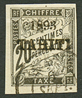 326 TAHITI : TAXE 20c(n°21) Oblitéré. Cote 650€. Signé CALVES. TTB. - Sonstige & Ohne Zuordnung