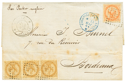 332 GUYANE : 1868 AIGLE 10c Bande De 3 + 40c + GUYANE CAYENNE Sur Lettre Pour La FRANCE. TB. - Andere & Zonder Classificatie