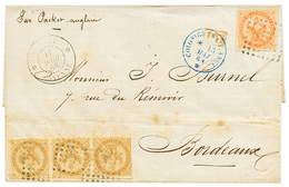 332 GUYANE : 1868 AIGLE 10c Bande De 3 + 40c + GUYANE CAYENNE Sur Lettre Pour La FRANCE. TB. - Other & Unclassified