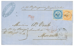 339 INDES : 1868 AIGLE 20c + 40c TTB Margés Obl. INDE + ETAB. FR. DE L'INDE PONDICHERY Sur Lettre Pour La FRANCE. TB. - Other & Unclassified