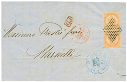 340 INDES : 1864 Paire 40c AIGLE + Grand Cachet BUREAU DE PONDICHERY Sur Lettre Pour La FRANCE. TTB. - Andere & Zonder Classificatie