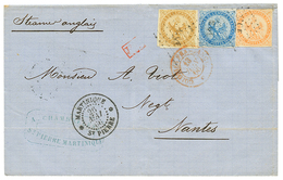 342 MARTINIQUE : 1866 AIGLE 10c+ 20c +40c Obl. MQE Sur Lettre De ST PIERRE Pour NANTES. TTB. - Andere & Zonder Classificatie