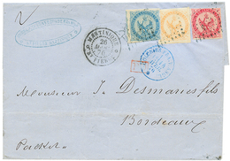 343 MARTINIQUE : 1870 AIGLE 20c+ 40c + 80c Obl. MQE Sur Lettre De ST PIERRE Pour La FRANCE. Double Port. TB. - Altri & Non Classificati