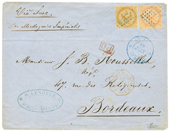 344 REUNION : 1870 AIGLE 10c + 40c Obl. Losange Points BLEU Sur Lettre De ST DENIS Pour BORDEAUX. TTB. - Sonstige & Ohne Zuordnung