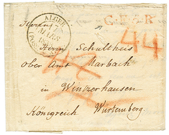 352 ALGERIE Pour Le WÜRTEMBERG : 1838 Grand Cachet ALGER (POSS. D'AFRIQUE) + C.F.3.R Rouge + Taxe "44" Sur Lettre Avec T - Other & Unclassified