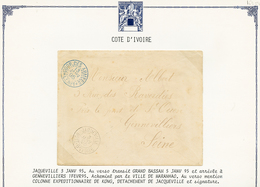 365 "COLONNE DE KONG" : 1895 JACQUEVILLE + CORR. D'ARMEES L.L N°1 Sur Env. Pour La FRANCE. TTB. - Autres & Non Classés