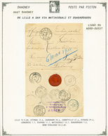 369 "MATIACOUALI DAHOMEY" : 1900 LILLE NORD Sur Env. Pour SAY. POSTE Par PIETON Avec Nombreux Cachets Au Verso Dont Cach - Other & Unclassified