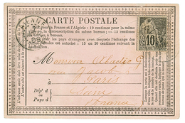 381 "CARTE Précurseur Utilisée En GUYANE" : 1888 CG 10c Obl. CAYENNE Sur CARTE Privée (carton Rose) Pour La FRANCE. Pli  - Other & Unclassified