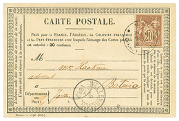 387 INDOCHINE : 1882 COLONIES GENERALES 20c SAGE Obl. SAIGON COCHINCHINE Sur CARTE PRECURSEUR Pour BATAVIA (INDES NEERLA - Autres & Non Classés