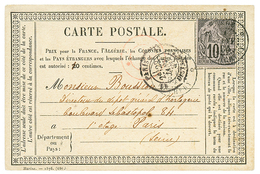 395 "CARTE PRECURSEUR Utilisée En INDES" : 1884 CG 10c Obl. PONDICHERY Sur CARTE Pour PARIS. Quelques Pièces Connues. TB - Altri & Non Classificati