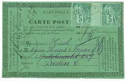 400 MARTINIQUE : 1886 CG Paire 5c Inter Paneau Sur CARTE De LAMENTIN Pour BERLIN. TB. - Other & Unclassified