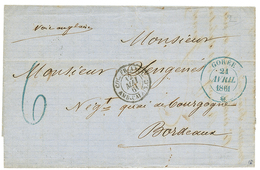 423 1861 Grand Cachet GOREE + Taxe 6 Bleue Sur Lettre Avec Texte Pour La FRANCE. Qualité Exceptionnelle. - Other & Unclassified