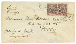 447 TAHITI : 1897 OCEANIE 25c(x2) Obl. PACKET-BOAT Sur Enveloppe Pour La SUISSE. RARE. TTB. - Other & Unclassified