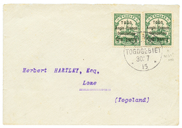 449 1915 One Penny S/ 5pf(n°33)x2 Obl. LOME TOGOGEBIET Sur Enveloppe Locale. RARE. TTB. - Sonstige & Ohne Zuordnung