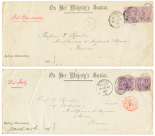 454 AUSTRALIA : 186/87 NEW SOUTH WALES 2 Envelopes Sent From SYDNEY With SERVICE 6d(x2) Via BRINDISI Or MARSEILLES To FR - Autres & Non Classés