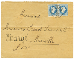 470 "CANEA + CHARGE" : 1883 10s(x2) Canc. CANEA + CHARGE (local Type) On Envelope To FRANCE. Vf. - Levant Autrichien