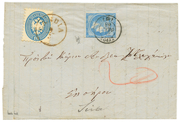 474 "CANDIA" : 1868 10s Canc. CANDIA + GREECE 20l On Cover To SIRA. Nice Mixed Franking. Vf. - Levant Autrichien