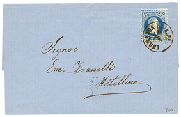 477 CYPRUS : 1875 10 SOLDI Canc. LARNACA DI CIPRO On Entire Letter To METELINE. Verso, LLOYD SMIRNE. Vvf. - Oostenrijkse Levant