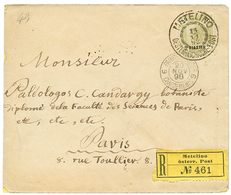 485 "METELINE" : 1898 2P Canc. METELINO On REGISTERED Envelope To FRANCE. Vf. - Levante-Marken