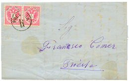 487 "PREVESA" : 1884 Pair 5 Soldi Canc. PREVESA On Entire Letter To TRIESTE. Vf. - Levant Autrichien