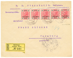 488 "RETTIMO" : 1908 10c Strip Of 5 Canc. RETTIMO On REGISTERED Envelope To SALZBURG. Vvf. - Levant Autrichien