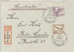 GERMANY R Label Berlin (big Type) Olympisches Dorf F With Olympic Stamps And Cancel Olympisches Dorf O 20.8.36-10 - Ete 1936: Berlin