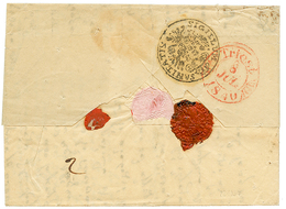 502 "SERRES" : 1840 SERRES (rare First Type) On DISINFECTED Entire Letter To TRIESTE. Verso, DISINFECTED Wax Seal + SIGI - Levante-Marken