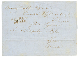 503 "SERRES" : 1854 SERRES/AGO.20 On Entire Letter To SYRA. Verso, Superb Cachet SALONICH/30.AOUT. Vvf. - Oostenrijkse Levant