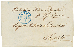 504 "LEMNOS Via TENEDOS" : 1861 TENEDOS In Blue On Cover Datelined "LEMNOS 4 March 1861" To TRIESTE. - Levante-Marken