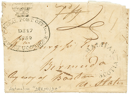 514 "CAPE OF GOOD HOPE To BERMUDA" : 1839 GENERAL POST OFFICE CAPE OF GOOD HOPE + HALIFAX NOVA SCOTIA On Entire Letter V - Cabo De Buena Esperanza (1853-1904)