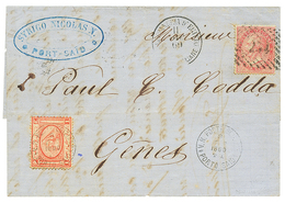 538 1869 EGYPT 1P Canc. PORTO-SAID + ITALY 40c Canc. 234 + ALESSANDRIA D' EGITTO On Entire Letter To ITALY. Superb. - Otros & Sin Clasificación