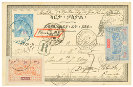 544 ETHIOPIA : 1905 P./Stat 20 On 1g + OBOCK 15c + 20c Canc. DJIBOUTI + HARAR POSTE FRANCAISE Sent REGISTERED To FRANCE. - Etiopía