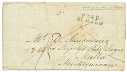 550 "GUERNESEY Via ST MALO To MALTA" : 1817 P.34.P ST MALO On Entire Letter From GUERNESEY To "H.M.S TAGUS", MALTA. Very - Guernesey