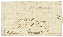 555 "GUERNESEY To BERMUDA" : 1822 Entire Letter From GUERNESEY To "H.M.S SALISBURY", BERMUDA. Vf. - Guernsey