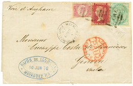562 PORTO RICO : 1876 GB 1/2d + 1d + 1 SHILING Canc. On Entire Letter From MAYAGUEZ To ITALY. Vf. - Otros & Sin Clasificación