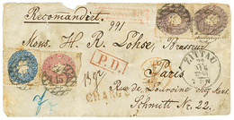 566 SAXONY : 1866 1g + 2g + 5g(x2) Canc. 15 + ZITTAU + RECOMMANDIRT + CHARGE On REGISTERED Cover (FRONT Only) To FRANCE. - Sonstige & Ohne Zuordnung