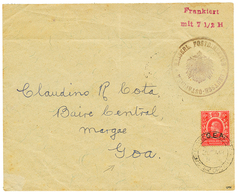 577 GEA 6c + KAISERL. POSTDIREKTOR DEUTSCH OSTAFRIKA + FRANKIERT Mit 7 1/2H Red On Envelope To MARGAE (GOA). Scarce. Vvf - German East Africa