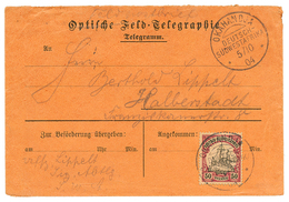 581 DSWA - OPTICAL TELEGRAM : 1904 50pf Canc. OKAHANDJA On Envelope "OPTICHE FELD TELEGRAPHIE" To GERMANY. RARE. Superb. - Deutsch-Südwestafrika