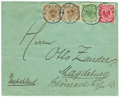 582 CAMEROONS : 1896 VORLAUFER 3pf(x2) + 5pf + 10pf Canc. KAMERUN On Envelope To GERMANY. Signed EIBENSTEIN. Superb. - Camerun