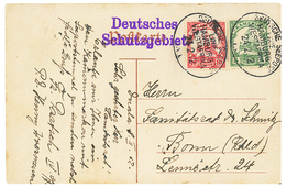 584 1912 5pf + 10pf Canc. DSP HAMBURG WESTAFRIKA LVI + DEUTSCHES SCHUTZGEBIET On Card From DUALA To GERMANY. Vvf. - Cameroun